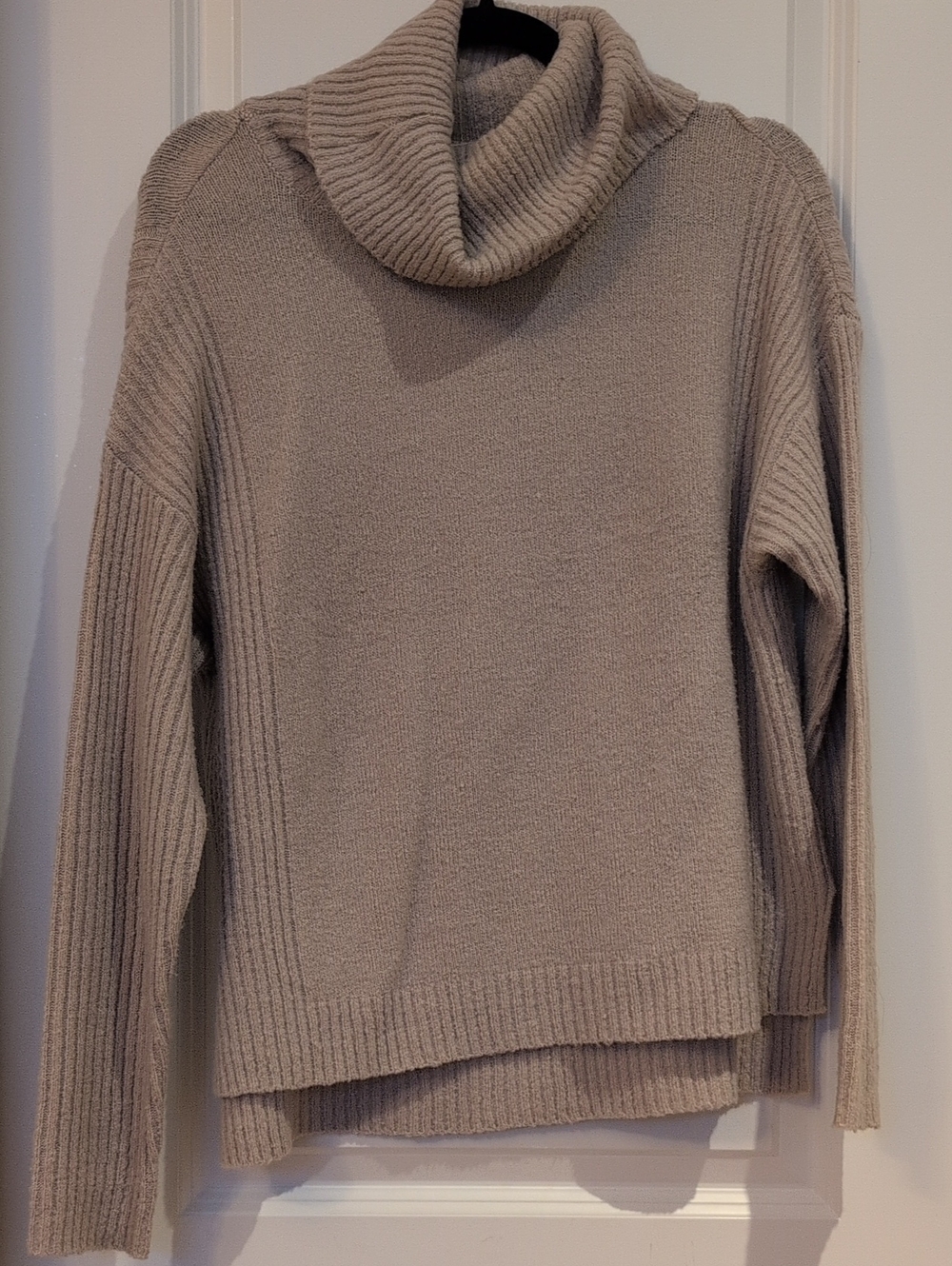 Dynamite Cozy Turtleneck Sweater With Ribbed Detail - Dusty Rose - Fits Loose